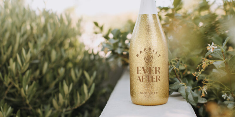 bottle of shimmer sparkling wine from ONEHOPE from with wedding collection