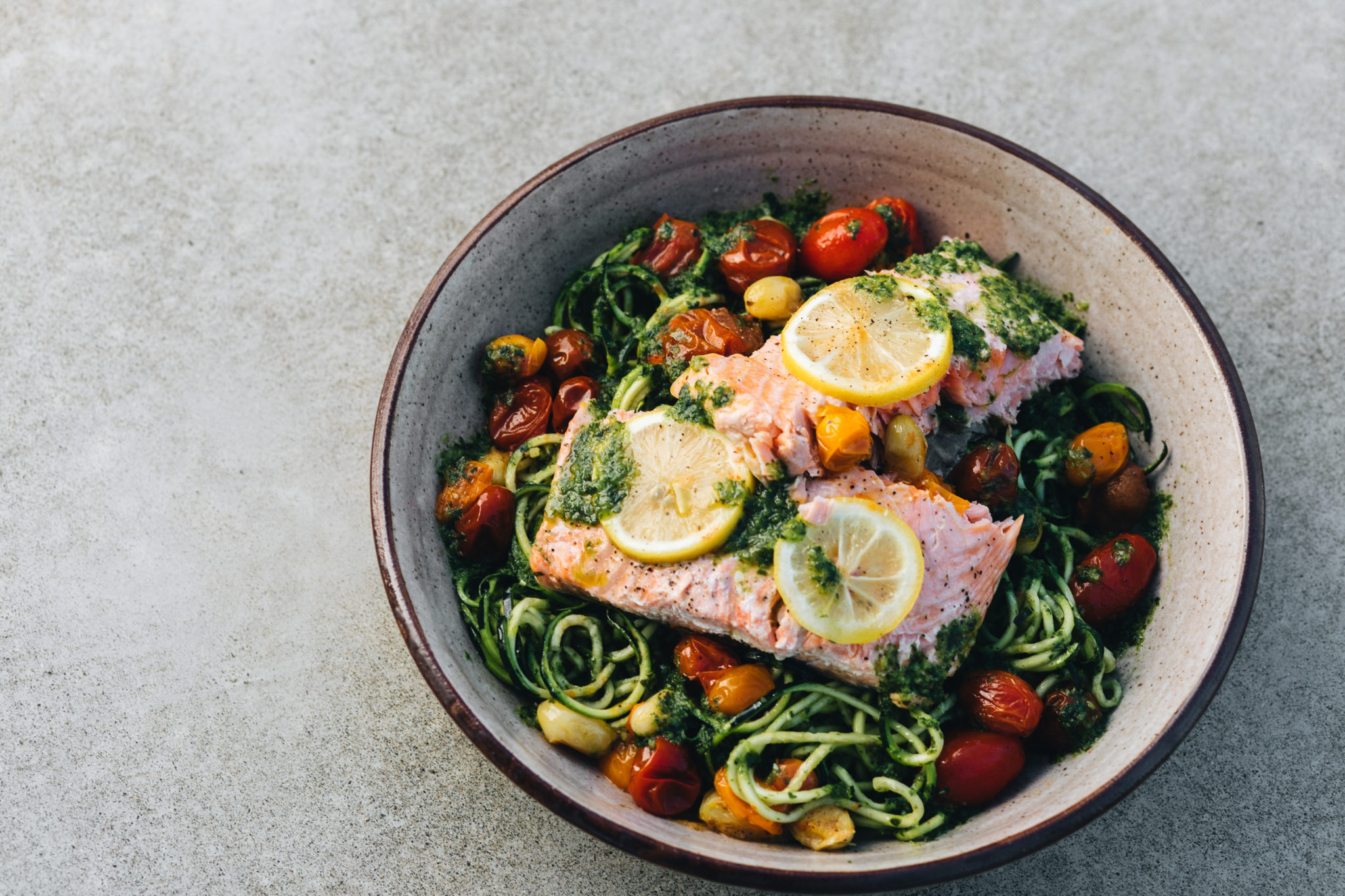 onehope zoodles with grilled salmon recipe
