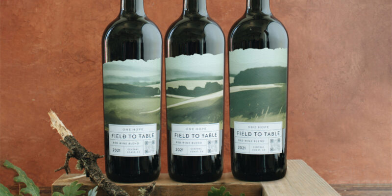 onehope wines new field to table red blend bottles displaying the label art