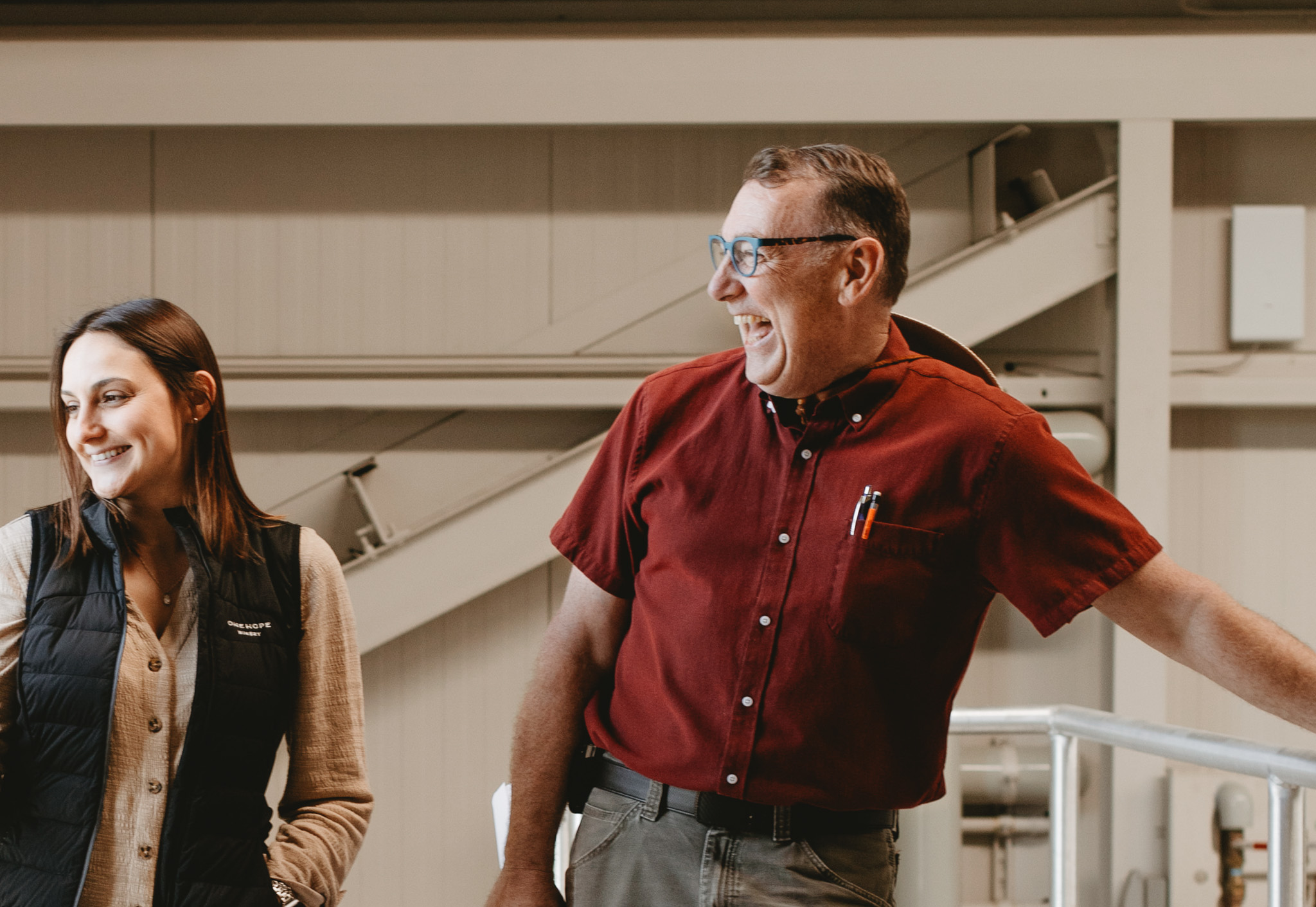 Left: Lead Winemaker, Isadora Frias. Right: Enologist, Mark Bui-Ford